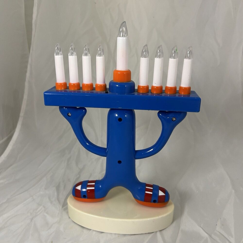 Vintage Shalom Electric Menorah Blue Plastic Light Up Hanukkah Lamp FOR PARTS